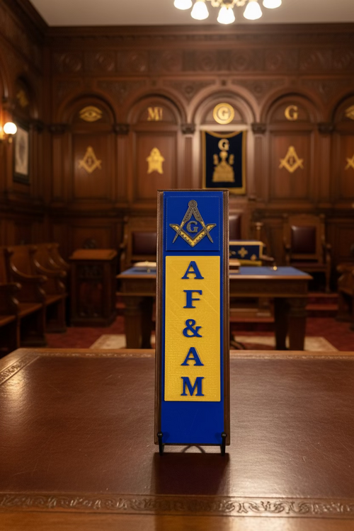 Ancient Free & Accepted Mason (AF&AM) Vertical Plaque on Walnut