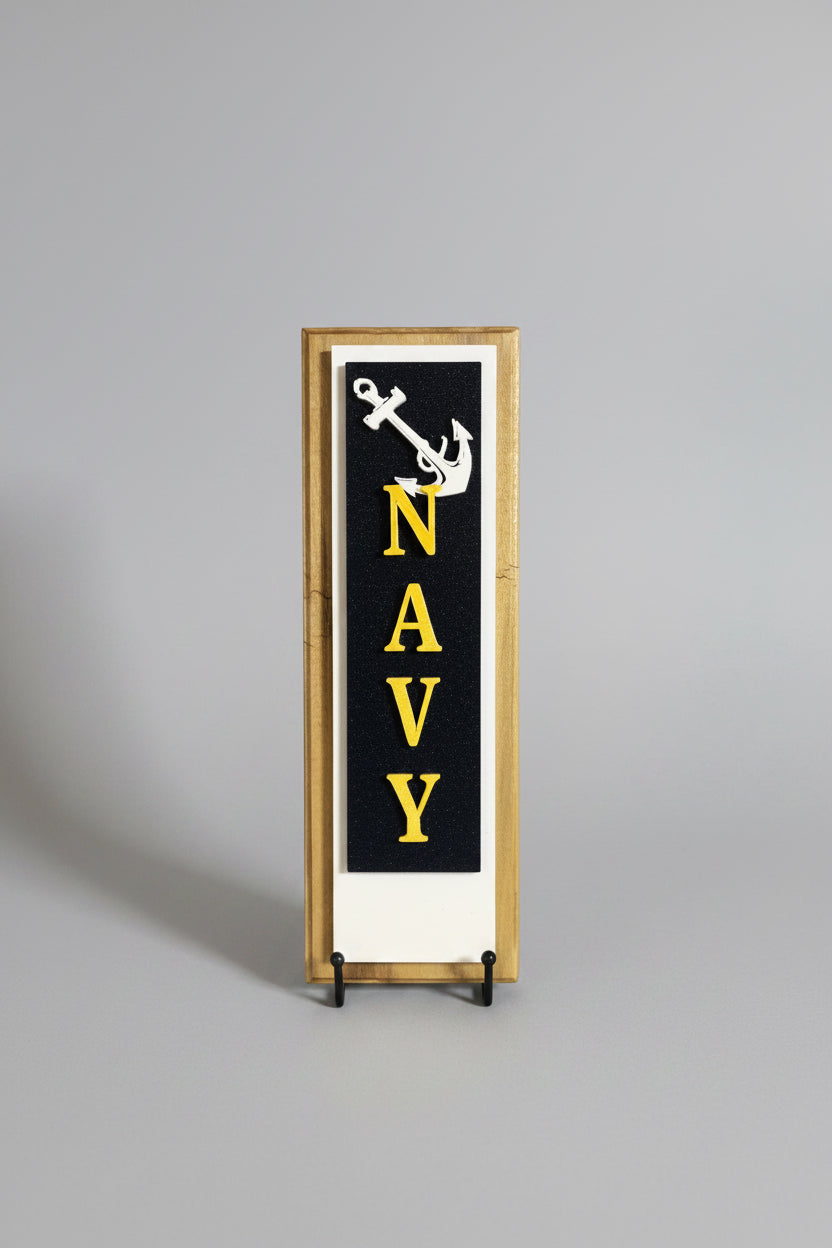 U.S. NAVY Vertical Plaque on Walnut