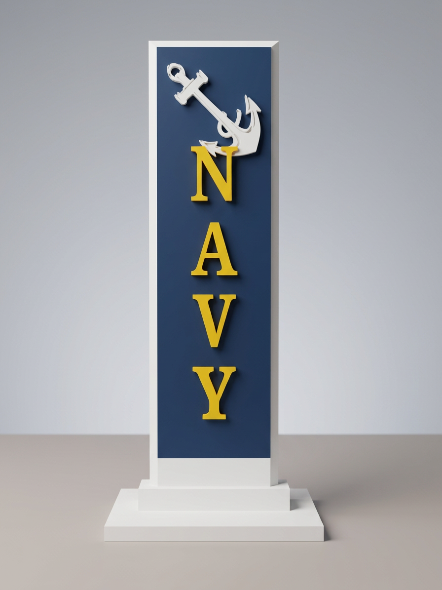NAVY Vertical Desktop Plaque