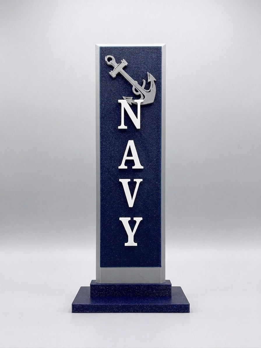 NAVY Vertical Desktop Plaque