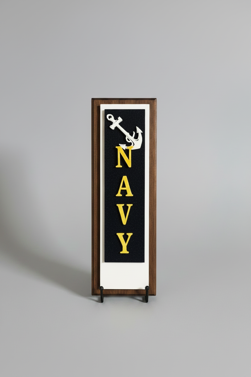 U.S. NAVY Vertical Plaque on Walnut