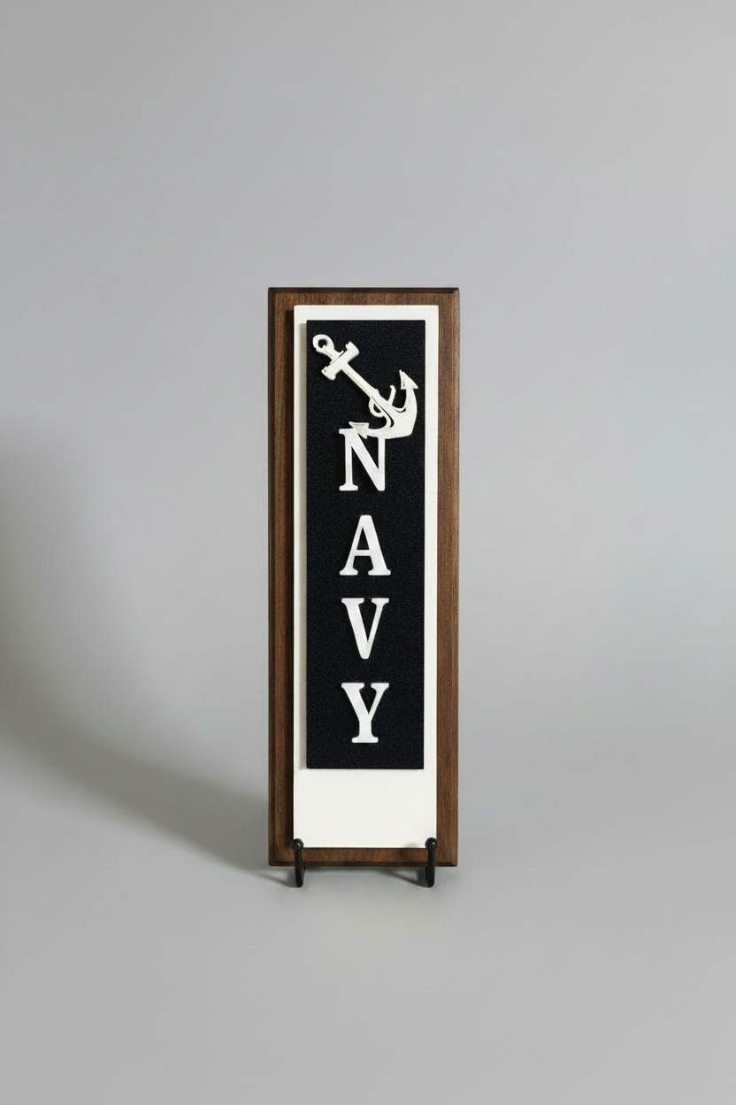 U.S. NAVY Vertical Plaque on Walnut