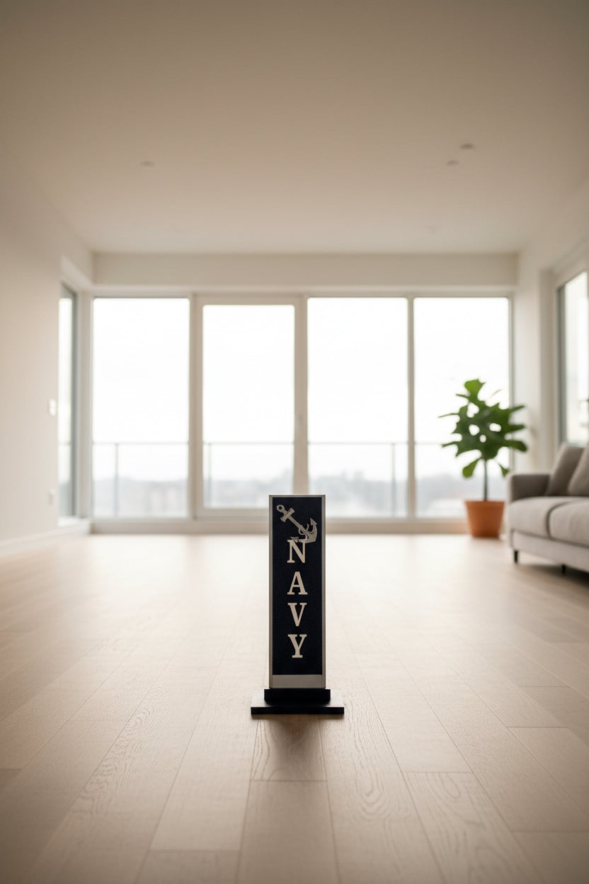 NAVY Vertical Desktop Plaque