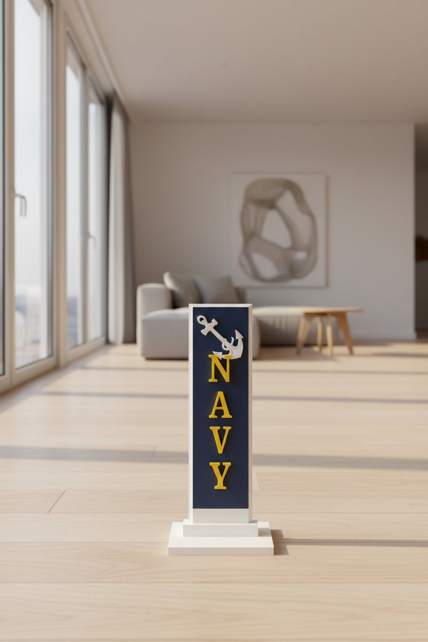 NAVY Vertical Desktop Plaque